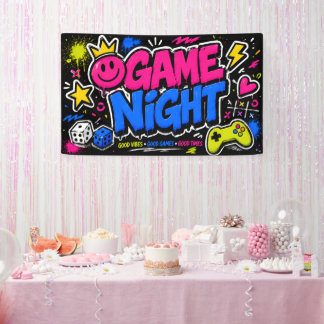 Vet neon graffiti spelletjes avond feest banner