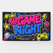 Vet neon graffiti spelletjes avond feest banner (Horizontaal)