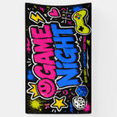 Vet neon graffiti spelletjes avond feest banner (Verticaal)