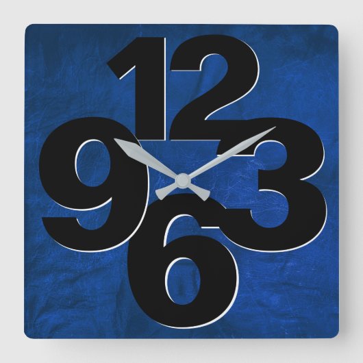 Vet nummer gezicht op blauw vierkant wandslot vierkante klok (Voorkant)