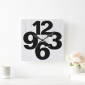 Vet nummer op gewitwasd hout vierkante klok (Huis)