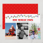 Vet Oh Wat leuk Red Script Drie Foto Vakantie Feestdagenkaart (Voorkant / Achterkant)