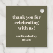 Vet Olive Herfst Retro Aangepaste Bruiloft Dank u Bedankjes Labels (Achterkant)