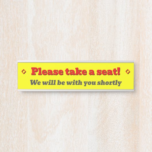 Vet, oogvangend "Alsjeblieft, ga zitten!" Deurbordje (Voorkant)