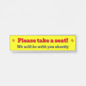 Vet, oogvangend "Alsjeblieft, ga zitten!" Deurbordje (Voorkant)