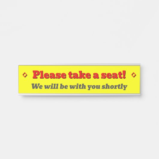 Vet, oogvangend "Alsjeblieft, ga zitten!" Deurbordje (Voorkant)