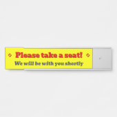 Vet, oogvangend "Alsjeblieft, ga zitten!" Deurbordje (Voorkant)