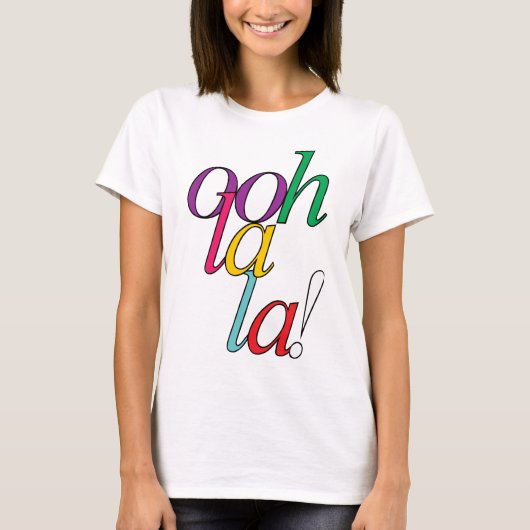 Vet "ooh La la!" in heldere multi-kleuren T-shirt (Voorkant)