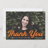 Vet Oranje Afstuderen van de Foto van het Manuscri Bedankkaart (Voorkant)