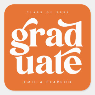 Vet Oranje Afstuderen van het Moderne Type Vierkante Sticker