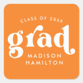 Vet Oranje Afstuderen voor typografie Vierkante Sticker (Voorkant)