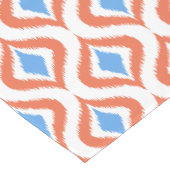 Vet Oranje Azure Blue White Ikat Ogee Art Pattern Korte Tafelloper (Hoek)