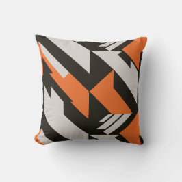 Vet Oranje en zwart geometrisch ontwerp Kussen