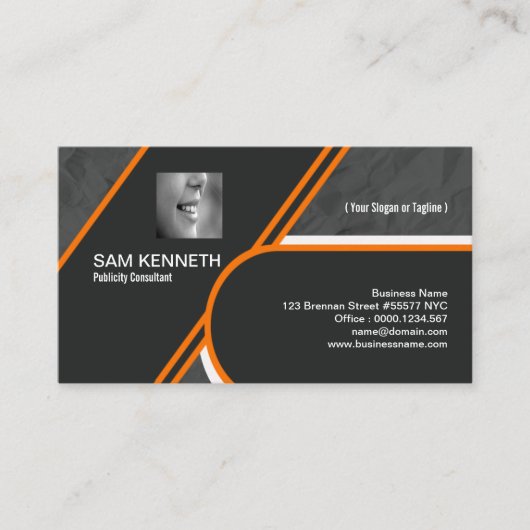 Vet Oranje Grenzen Grijs Papier Caseontwerp Visitekaartje (Voorkant)