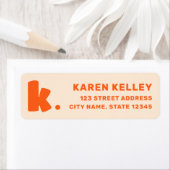 Vet oranje monogram retouradres etiket (Insitu)