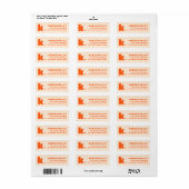 Vet oranje monogram retouradres etiket (Full Sheet)