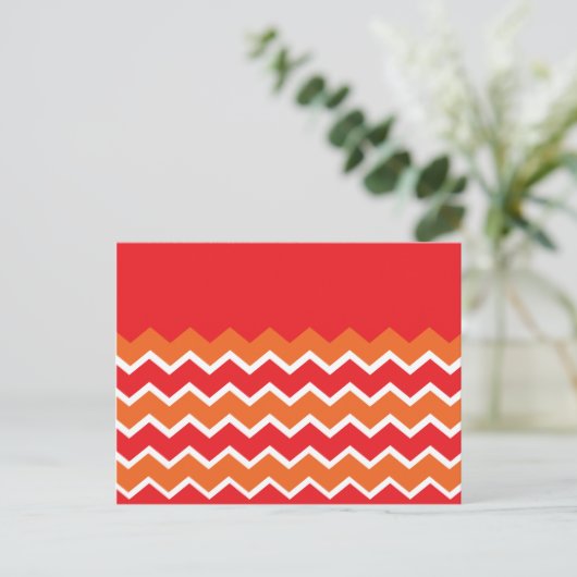 Vet, Oranje rood Chevron Zigzag Pattern Briefkaart (Staand voorkant)