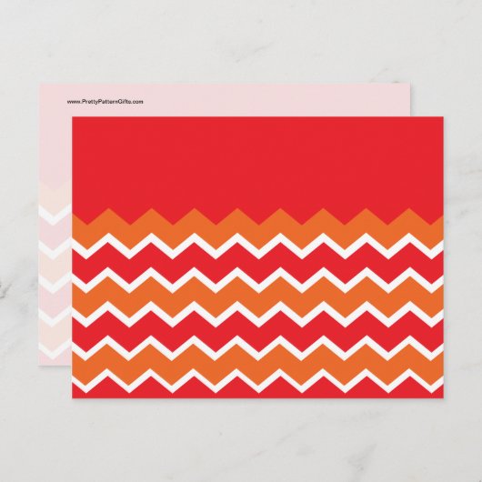 Vet, Oranje rood Chevron Zigzag Pattern Briefkaart (Voorkant / Achterkant)