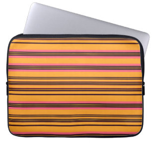 Vet Oranje Roze Horizonaal Streeppatroon Laptop Sleeve