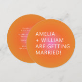 Vet Oranje Roze verloop Unieke Rondbruiloft Kaart (Voorkant / Achterkant)