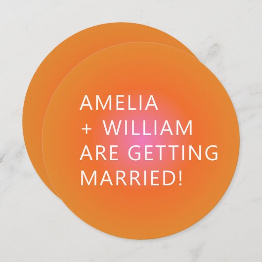 Vet Oranje Roze verloop Unieke Rondbruiloft Kaart (Voorkant / Achterkant)