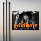 Vet Oranje Typografie Foto Afstuderen Magnetische Uitnodiging