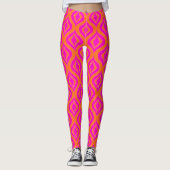 Vet Oranje warmroze zomer Ikat Ogee Art Pattern Leggings (Voorkant)