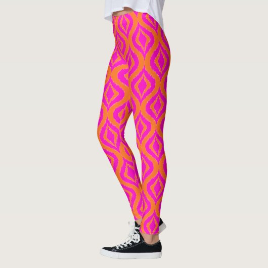 Vet Oranje warmroze zomer Ikat Ogee Art Pattern Leggings (Links)