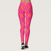 Vet Oranje warmroze zomer Ikat Ogee Art Pattern Leggings (Achterkant)