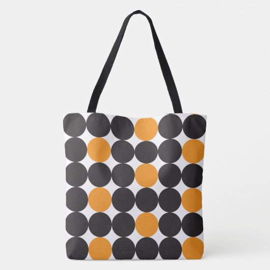 Vet Oranje zwarte Stippen Geometrisch patroon Tote Bag (Achterkant)