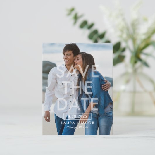 Vet Overlay BEWERKBARE KLEUR Opslaan van de datum  Briefkaart (Staand voorkant)