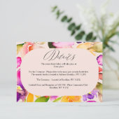 Vet oversize bloemige waterverf bruiloft details informatiekaartje (Staand voorkant)