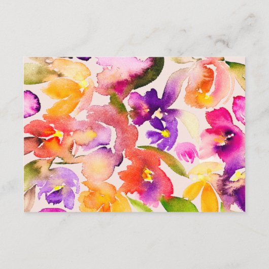 Vet oversize bloemige waterverf bruiloft details informatiekaartje (Achterkant)