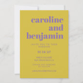Vet Paars en Geel Typografie Modern Wedding Kaart (Voorkant)