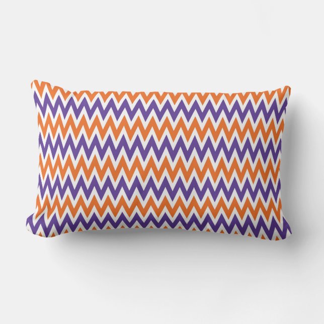 Vet Paars en Oranje Chevron Zigzag Pattern Kussen (Voorkant)