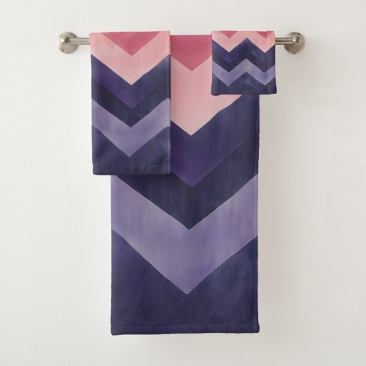 Vet paars en roze Chevron Bad Handdoek (Insitu)
