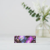 Vet paars en roze sterrenstelsel mini visitekaartje (Staand voorkant)