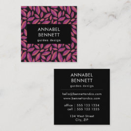 Vet Paars Leaf Petal Garden Pattern Vierkante Visitekaartje