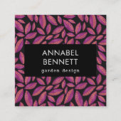 Vet Paars Leaf Petal Garden Pattern Vierkante Visitekaartje (Voorkant)