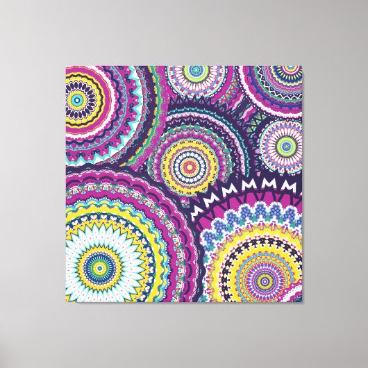 Vet Paars Mutli-Mandalas Canvas Afdruk (Voorkant)