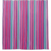 Vet Paars, roze en Turquoise Verticale strepen Douchegordijn (Voorkant)
