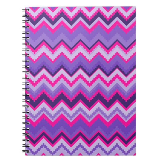 Vet Paars Roze Tribal Chevron Zig Zags Notitieboek (Voorkant)