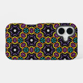 Vet Paars Violet Flower Geometric Pattern iPhone 16 Hoesje (Achterkant horizontaal)
