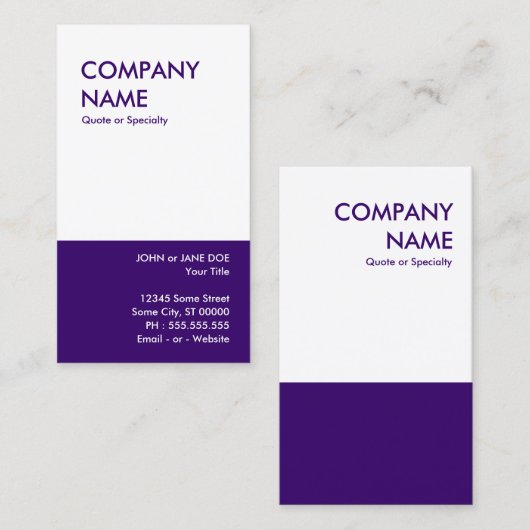 vet paars visitekaartje (Voorkant / Achterkant)