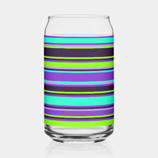Vet Paarse, Aqua, & Chartreuse Gestreepte glazen b (Voorkant)