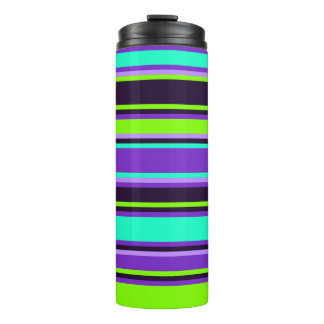 Vet Paarse, Aqua en Chartreuse Gestreept - Tumbler Thermosbeker