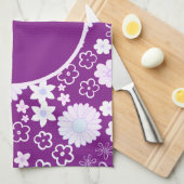 Vet paarse bloemen Floral Pattern genaamd Theedoek (Quarter Fold)