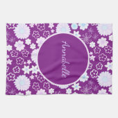 Vet paarse bloemen Floral Pattern genaamd Theedoek (Horizontaal)
