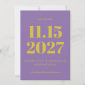 Vet Paarse en gele typografie Modern Save The Date (Voorkant)