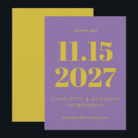 Vet Paarse en gele typografie Modern Save The Date<br><div class="desc">Vet Paarse en gele typografie Modern Sparen de Datum</div>